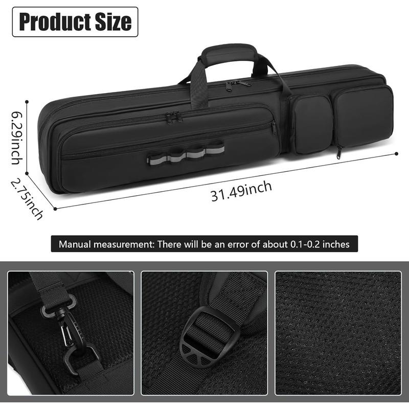 Beejirm Pool Cue Case - 4x4 Padded Pool Cue Bag