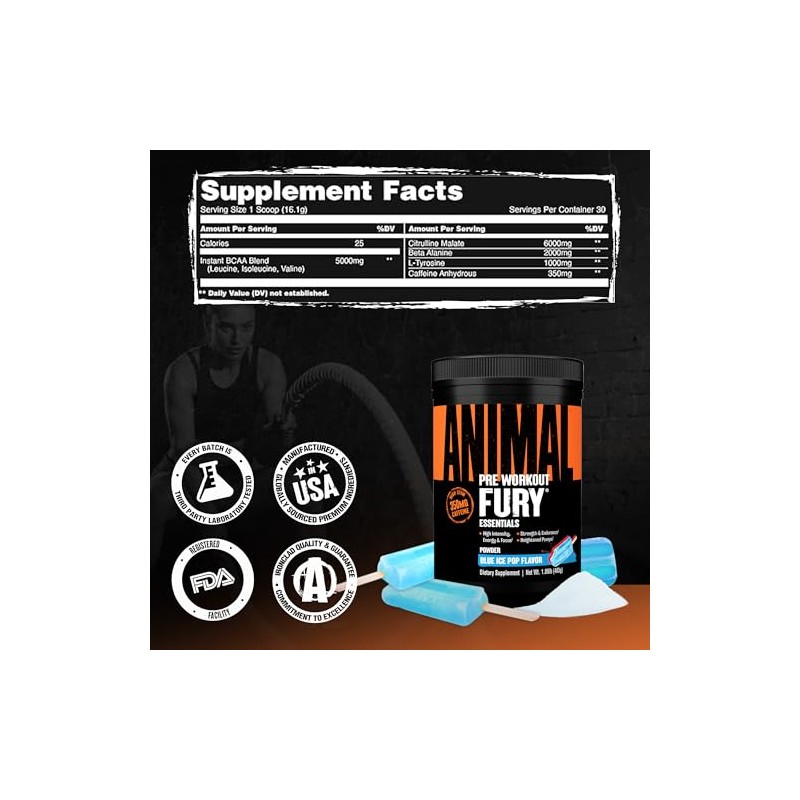 Animal Animal fury pre workout powder supplement - energize your