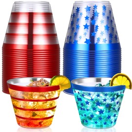 Jingmore 50 Pcs 4th of July Disposable Plastic Cups 9 oz Memorial Day Party Drinking Cups Independence Day Tumblers for 4th of July American Flag Patriotic Party Supplies Veterans Election
