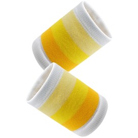 Sweatbands Pack of 2 Sports Wristbands Sweatband Wrist Fitness Sweatband Arm Absorbent Sweatbands Wrist for Men Women Football Basketball Gym (Gradient Yellow)