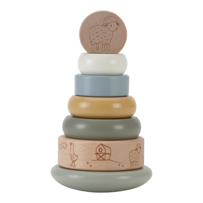 Little Dutch Little Farm 7142 FSC Wooden Ring Stacking Tower