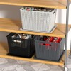 Ggbin 6-Pack Large Plastic Weave Basket with Lid, Black Storage