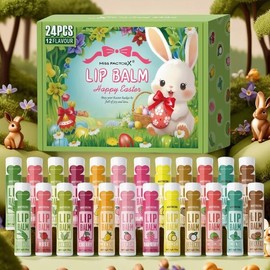 24개 상자 립밤 세트 보습 광택 파티 용품 건조한 여성 선물 부활절 입술에 24-Box Lip Balm Set Moisturizing Gloss Party Supplies Dry Women Gift Easter Lips [Lip Balm Set]