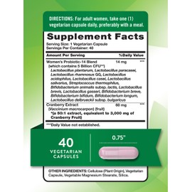 Nature's Truth Probiotics for Women | 5 Billion CFUs Daily | 40 Vegetarian Capsules | with Cranberry | Non-GMO & Gluten Free | No Refrigeration Needed