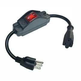 Black 3 Prong Extension Cord with Waterproof Switch，14AWG Heavy Duty Short Extension Cord with RED LED On Off Switch