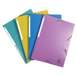 Exacompta - Ref 55190E - Forever Young Collection - Elasticated 3 Flap Folders - 240 x 320mm in Size, Suitable for A4 Documents - Assorted Colours (Pack of 4)