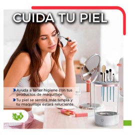 Maquina Limpiador Automático Slim Company Eléctrico Con Entrada Usb De Maquillaje Brochas Color Blanco