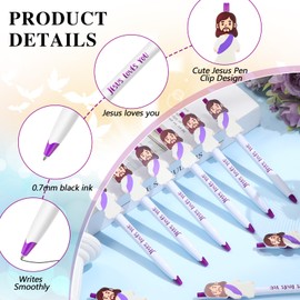 CroBlissful 24 Pcs Christian Jesus Pens Bulk Bible Verse Pens for Kids Jesus Loves You Ballpoint Pens Religious Gifts Sunday School Prizes Pens for Christian Party Favors Student Church Christmas