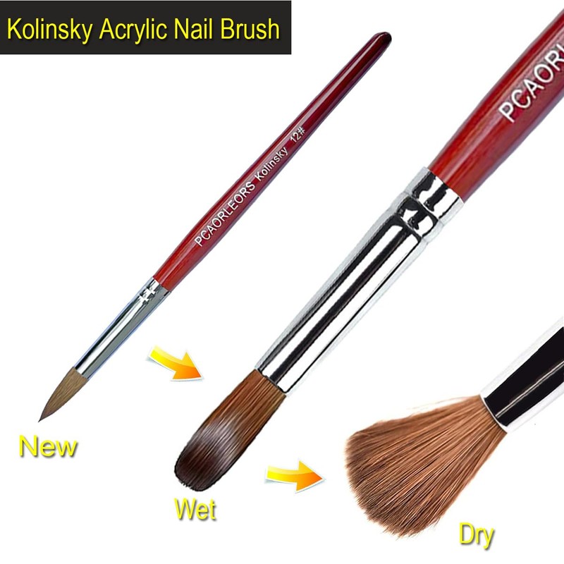 PCAORLEORS kolinsky Acrylic Nails Brush with Pure Mink Nylon Hair