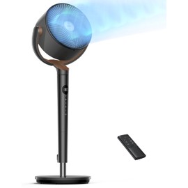 Dreo Fan for Bedroom, 120° Oscillating Standing Fan, Quiet Floor Fan with DC Motor, Pedestal Fan for Room, 8 Speeds, 3 modes, 20dB, 120° Manual Vertical, 35-40" Adjustable Height, 8H Timer, Black