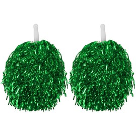 Schnoschi Pack of 2 Pompoms Cheerleading Cheerleader Dance Fringe Pom Poms 1 Pair Many Colours (Green)