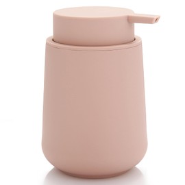 YAUKPH Matte Pink Liquid Hand Soap Dispenser Plastic 11 oz - Modern Minimalist Style for Bathroom & Kitchen Countertop Refillable