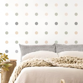 Calcomanía de pared con lunares bohemios para bebé, decoración de pared para niños, dormitorio de niños pequeños, calcomanías circulares extraíbles, decoración de pared para guardería, sala
