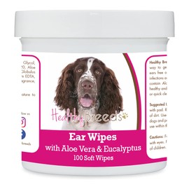 Healthy Breeds English Springer Spaniel Ear Cleaning Wipes with Aloe & Eucalyptus for Dogs 100 Count