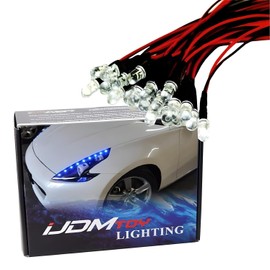iJDMTOY 20-Piece 5mm Ultra Blue 12V LED Emitter Lights w/Wire Pigtails Compatible with Daytime Running Lights Angel Eyes Fog Retrofit Custom DIY Build