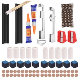 Vefungyan Pool Cue Tips Repair Kit: 40pcs 13mm Billiard Cue Tips 10 Chalk Cubes 5 Pool Cue Repairers 2 Pool Cue Tip Clamp 2 Planers Replacing Kits