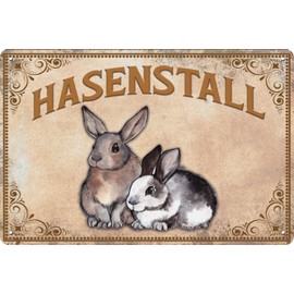 Weatherproof 30 x 20 cm Aluminium Dibond Rabbit Hutch Rabbit Farm Decorative Metal Sign