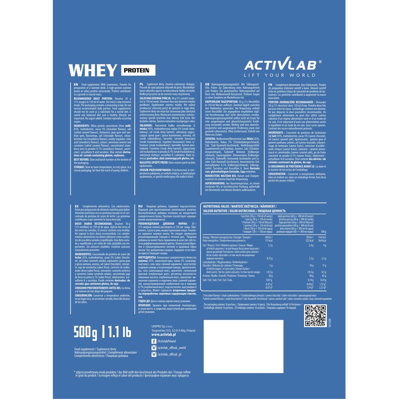 Activlab Whey Protein 500 g Salty Caramel - 65% Whey