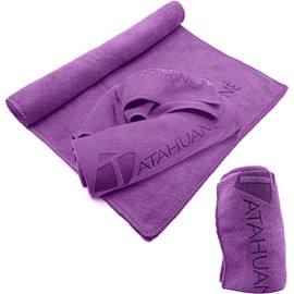 Toallas para Gym 2-Pack. Toalla Microfibra. Yoga. Variedad de Colores. 60X30cm. Secado Rápido y Súper Absorbente. Tamaño Ideal para Deportes y Aire Libre, Viajes y Yoga. (Purple Rush)