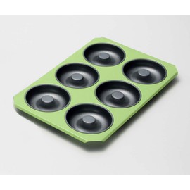 Tiger Crown 3812 Donut Shape, Green, 7.9 x 11.9 x 0.8 inches (202 x 302 x 20 mm), G.Donut Shape, 6 Piece, Steel, Fluororesin 2 Coat, Baked Donut