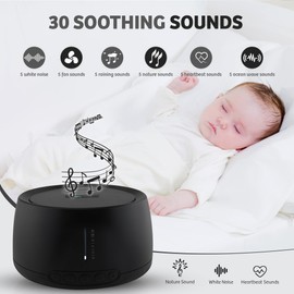 Lyknya - White Noise Machine, Portable White Noise Machine with 30 Sounds, Including White Noise and Natural Sounds, Timer, 6 Playlists, 36 Volume Levels, White Noise Machine Baby with Bluetooth & USB