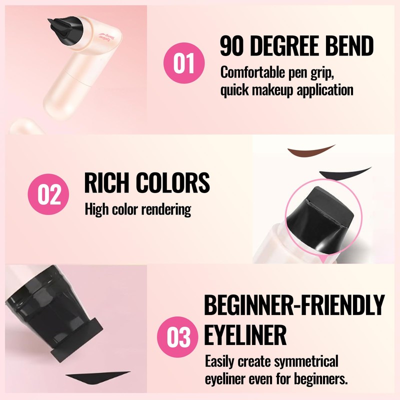 Erinde Winged Eyeliner Stamp Pen, Dual Head Rotating Eyeliner Stamp