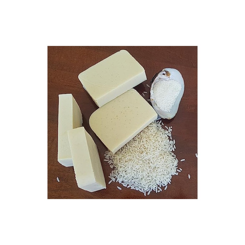 KIT 4 JABON ARTESANAL ARROZ Y CONCHA NACAR EN BARRA
