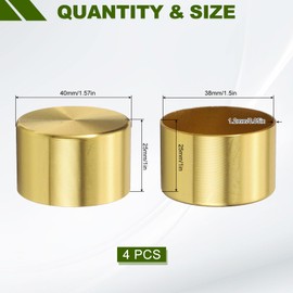 uxcell 4Pcs Metal Furniture Feet Cover, 1.5 x 1 Inch Round Furniture Pads Leg Cover Gold Table Foot Cap Floor Protector for Chair, Table, Sofa, Bed
