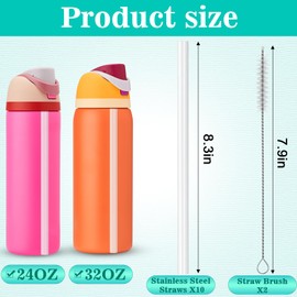 Mity rain 12PCS Replacement Straws for Owala FreeSip 24/32 OZ, Reusable Straws and Straw Cleaning Brush Compatible with Owala FreeSip, Straws for Owala Straw Replacement