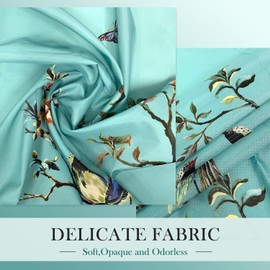 LIVETTY Ombre Green Bird Extra Long Shower Curtain 180cm × 210cm Drop Floral Butterfly Fabric Bathroom Mould Proof Spring Washable Shower Curtain With 12 Hooks