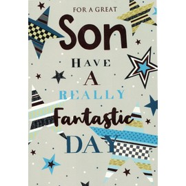 SPECIAL SON BIRTHDAY CARD. MODERN DESIGN. 8 X 5.5 INCHES OE