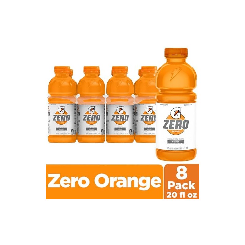 Gatorade Thirst Quencher Zero Sugar Sports Drink, Orange, 20oz Bottles,