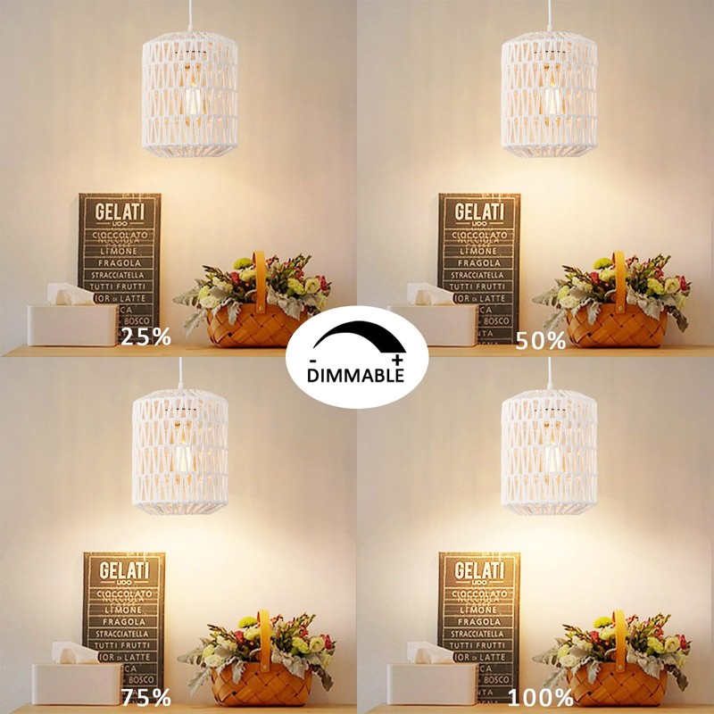 Plug in Pendant Light, Rattan Hanging Lights with Plug in