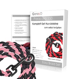 Ganzoo Paracord 550 Dog Lead Set, DIY Craft Set, DIY Gift (Pink)
