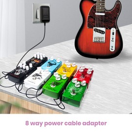 Godtone Guitar Pedal Power Supply Adapter 9V DC 2A 2000ma with8 Way Daisy Chain Cables for Guitar Effect Pedals