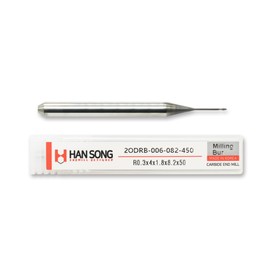 HANSONG Milling Bur – Diamond Coated, 2-Flute, 0.6mm, Compatible with Roland Systems, for Zirconia Machining