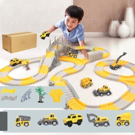 Construction Race Tracks for Kids Flexible Electric Track Toy Car Set DIY Assembly Gift ETC343