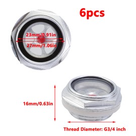 Antrader Air Compressor Sight Glass 1 Inch,4Pcs 3/4" NPT Male Aluminum Alloy Hex Oil Sight Glass Window Oil Liquid Level Gauge Air Compressor Parts