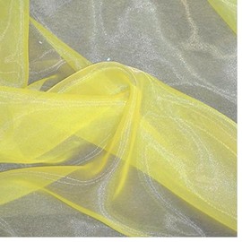 Paquete de 10 pernos de tela nupcial sólido traslúcida Organza Perno para vestido de novia, moda, manualidades, decoraciones, sedoso, brillante Organza 111.76 cm - más de 30 colores, Amarillo, 5 YARD, 1