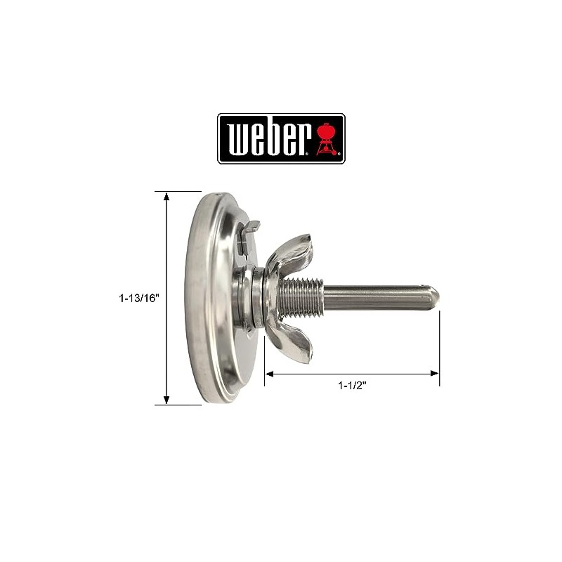 Weber 60540 Charcoal, Spirit, Q Grill Replacement Thermometer, 1-1316 Diameter