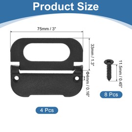 PATIKIL Recessed Pull Door Handle, 4 Pack Invisible Flush Pull Handle with Screws for Cabinet Door Toolbox Container Furniture Automatically Pull Handle, Bright Black