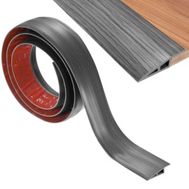 M METERXITY Floor Transition Strip, 6.56FT PVC Door Transition Strip Self Adhesive Suitable for Doorways/Tile/Carpet, Floors Cover Heights Within 3/5Inch(15mm) [Dark Grey Wood Grain]