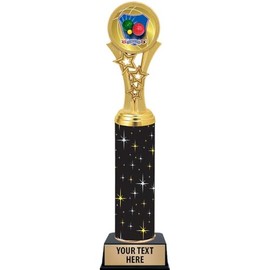 Crown Awards Bocce Ball Trophies, 11" Black Midnight Bocce Ball Trophy, Customize Now