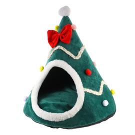 Balacoo Christmas Decor Winter Tents Cat Christmas Bed Cave - Christmas Tree Cat Tent for Indoor Cats with - Bottom for Small Medium Dogs Cats Tent Indoor Outdoor Decor