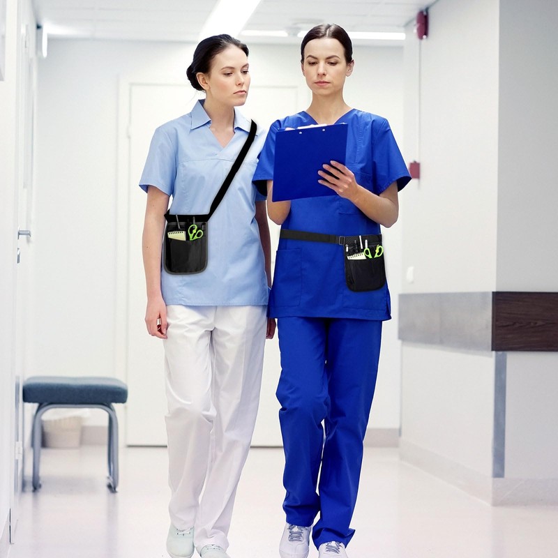 Nurse Bag, Belt Bag, Work Waiter's Bag with Belt, black