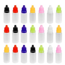 YIQI 21 Pcs Plastic Bottles Dropper Bottles Liquid Container 10ml Empty Bottle with Drop Lid (Random Color)