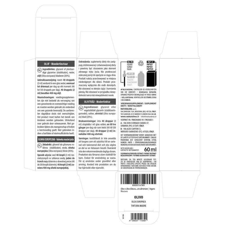 Olive (Olea europaea) Leaves Alcohol-Free Mother Tincture Naturalma - Liquid
