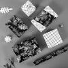 WERNNSAI Black Floral Wrapping Paper Roll - 1 Roll 17”x