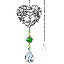 H&D HYALINE & DORA Tree of Life Crystal Suncatchers Crystal Drop Prism Rainbow Maker Hanging for Home Garden Decoration, Heart Shaped