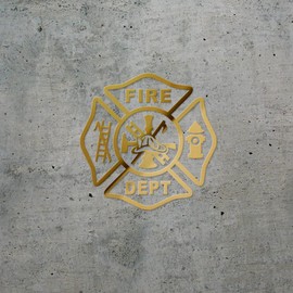 Decal Stickers of Firefighter Fire Dept Maltese Cross (Metallic Gold) (Set of 2) Luxury Weatherproof Vinyl Decal Stickers for Laptop Desktop Smartphone Car Dirt Bike Wall Room - ANDstic0a8913GO